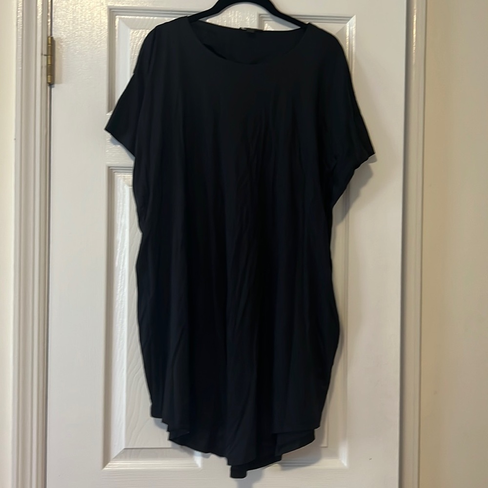 Cos black silk tshirt dress with pockets